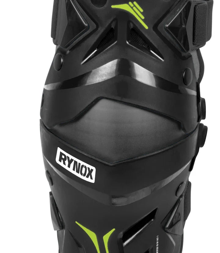 RYNOX BASTION BIONIC KNEE GUARDS - BLACK HI-VIZ GREEN