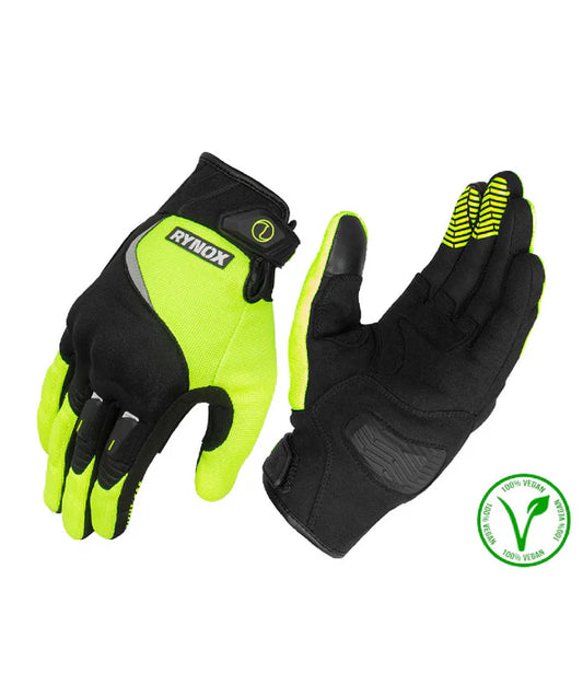 RYNOX HELIUM GT GLOVES - BLACK HI-VIZ GREEN