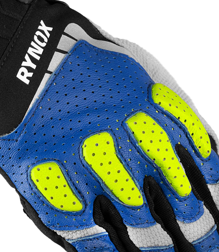 RYNOX RIDGE PRO OFFROAD GLOVES - BLUE HI-VIZ GREEN