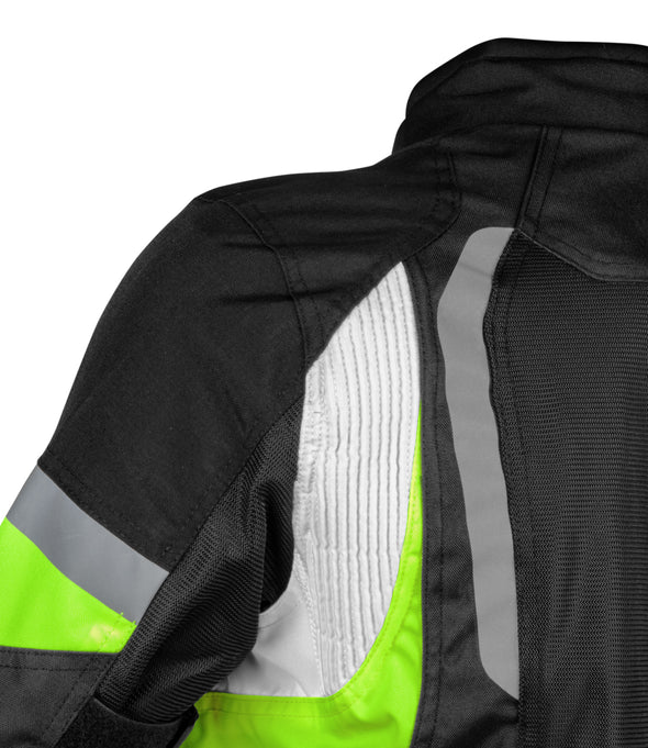 RYNOX TORNADO PRO 4 JACKET - CE CERTIFIED CLASS A - BLACK HI-VIZ GREEN