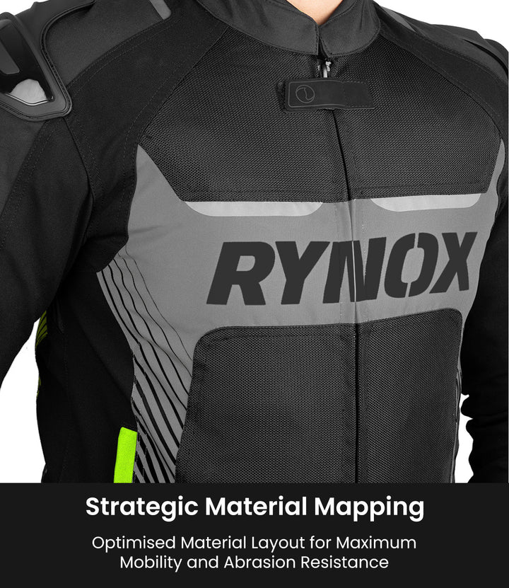 RYNOX APEX EVO CE CERTIFIED CLASS AA RIDING JACKET - BLACK GREY