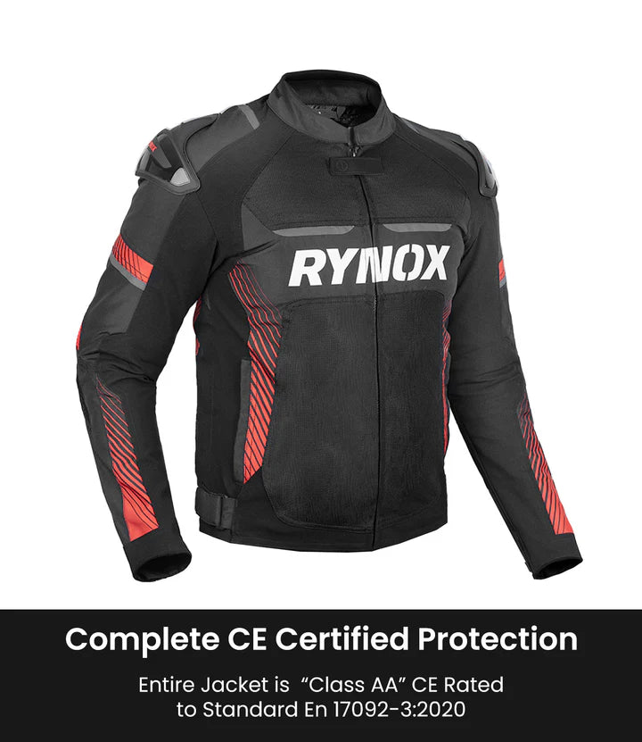 RYNOX APEX EVO CE CERTIFIED CLASS AA RIDING JACKET - BLACK RED