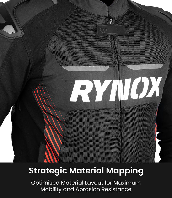 RYNOX APEX EVO CE CERTIFIED CLASS AA RIDING JACKET - BLACK RED