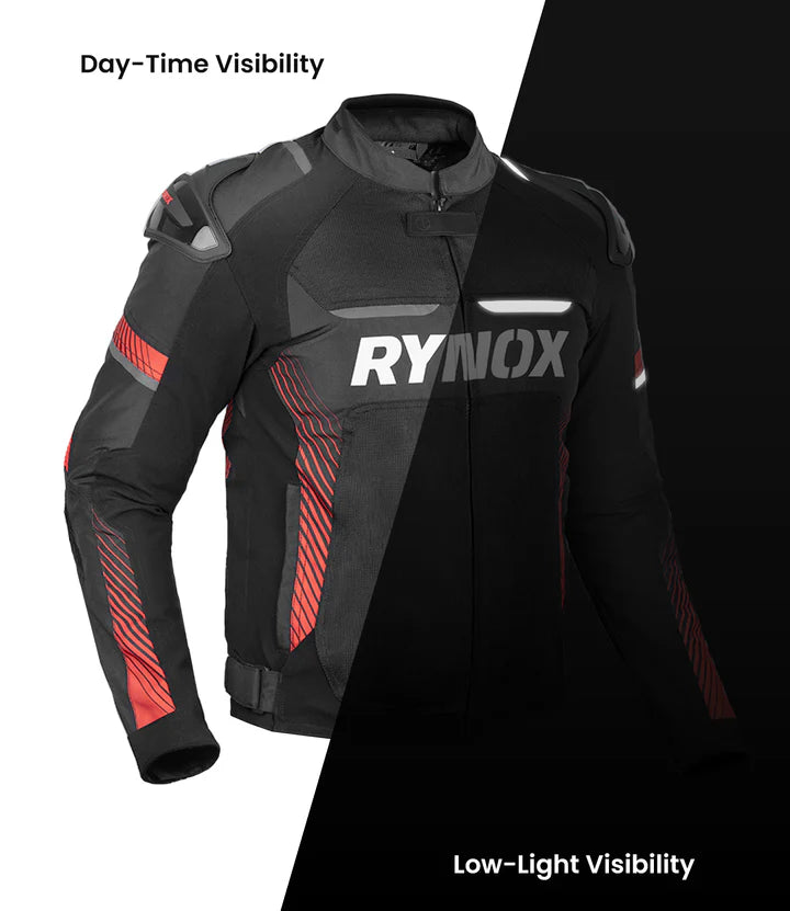 RYNOX APEX EVO CE CERTIFIED CLASS AA RIDING JACKET - BLACK RED