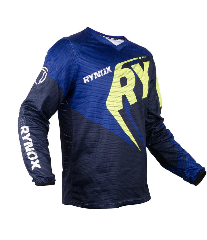 RYNOX SWITCHBACK NEO OFFROAD JERSEY - BLUE HI-VIZ GREEN