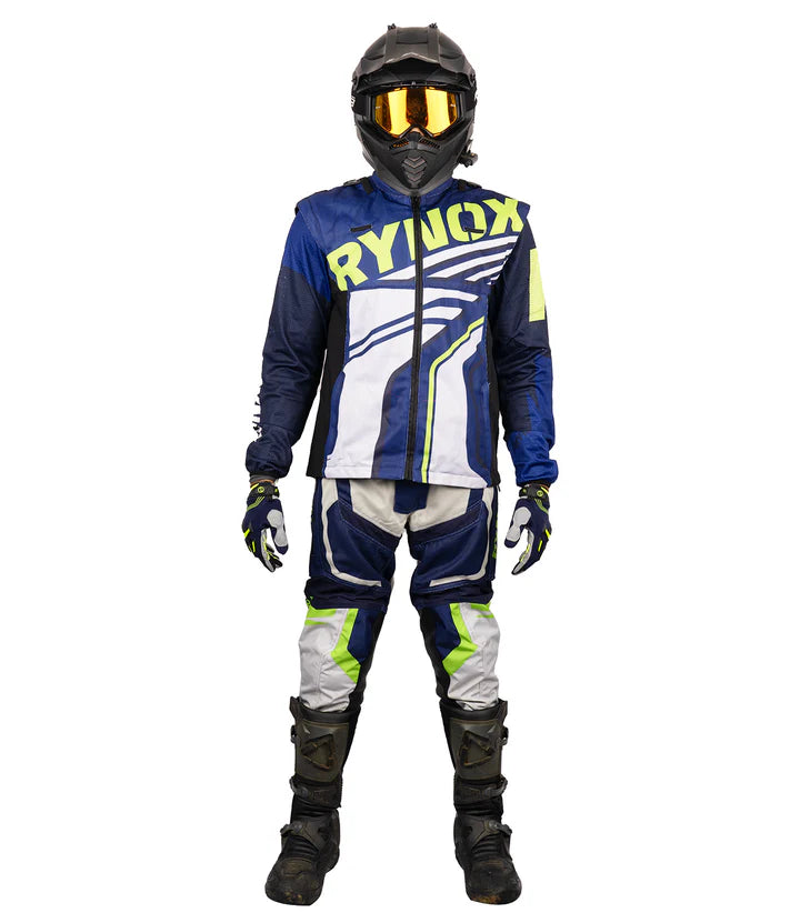 RYNOX SWITCHBACK NEO OFFROAD JERSEY - BLUE HI-VIZ GREEN