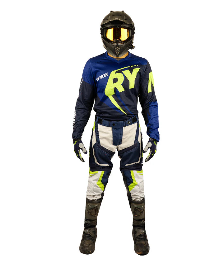 RYNOX SWITCHBACK NEO OFFROAD JERSEY - BLUE HI-VIZ GREEN
