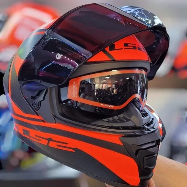 LS2 FF800 STORM HELMET - DODGER BLACK HI VIZ ORANGE