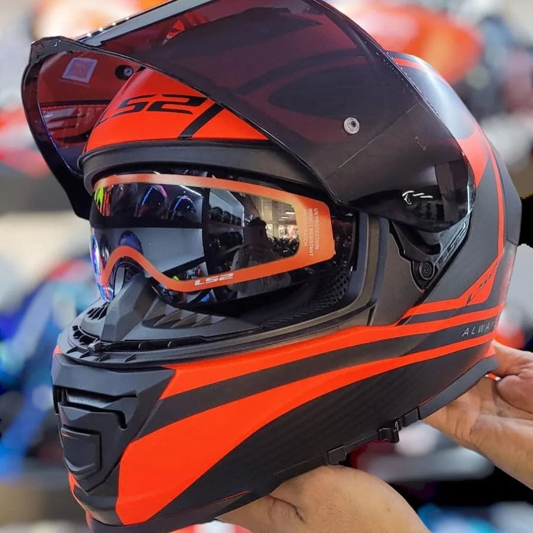 LS2 FF800 STORM HELMET - DODGER BLACK HI VIZ ORANGE