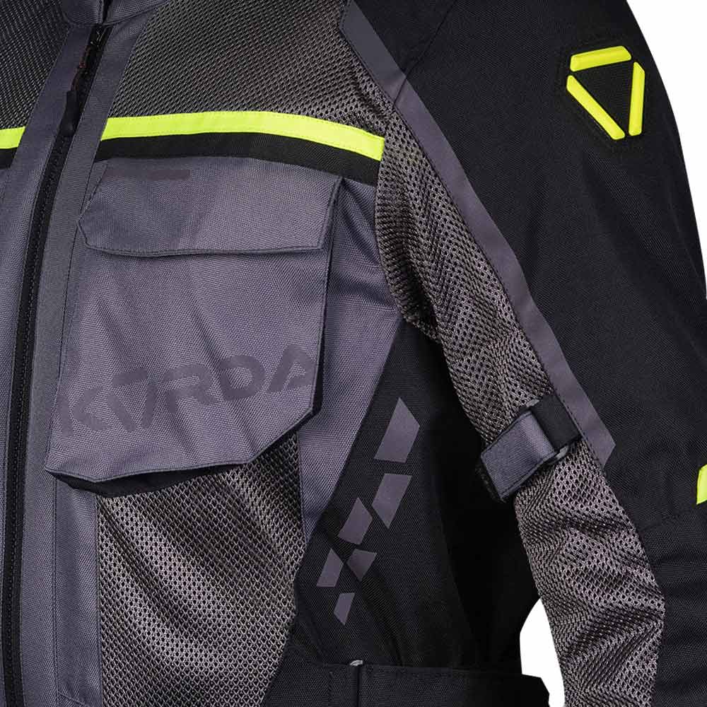 KORDA SUMMIT RIDING JACKET - GREY & FLUORESCENT GREEN