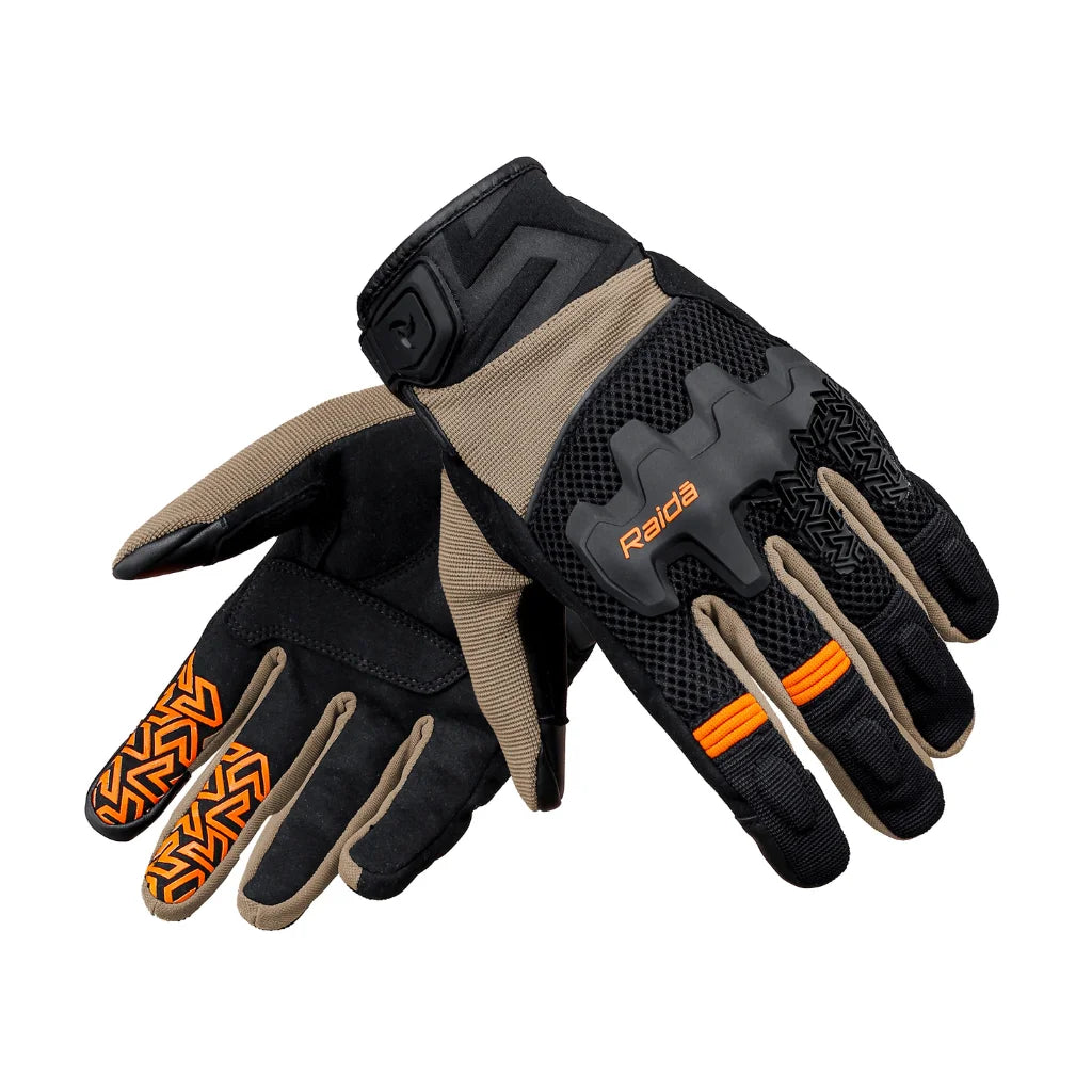 RAIDA DRIFT MOTORCYCLE GLOVES | KHAKI ORANGE