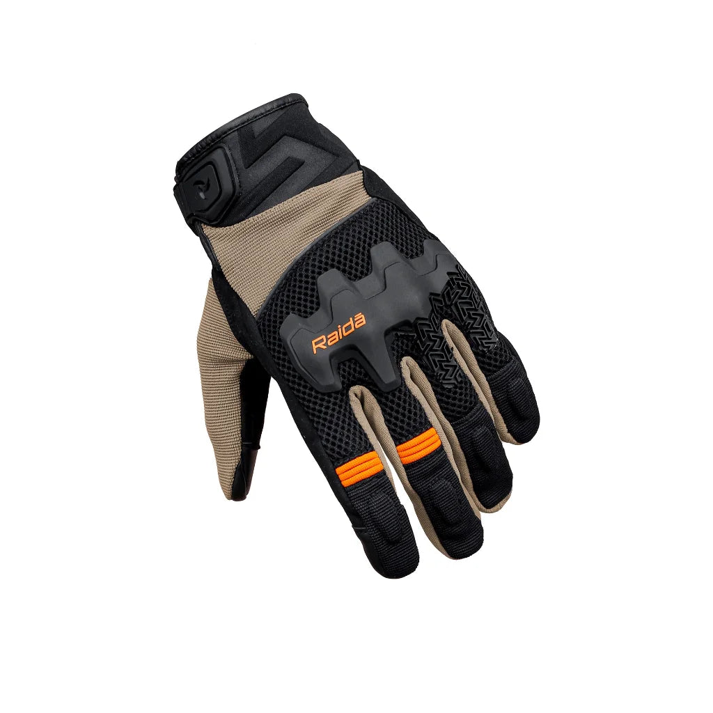 RAIDA DRIFT MOTORCYCLE GLOVES | KHAKI ORANGE