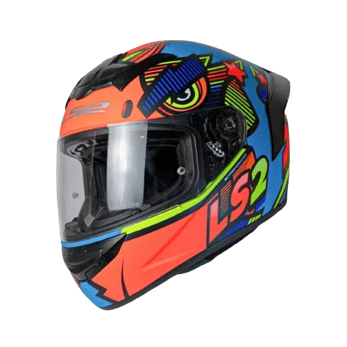 LS2 FF352 ROOKIE KHAN MATT BLUE HI-VIZ ORANGE