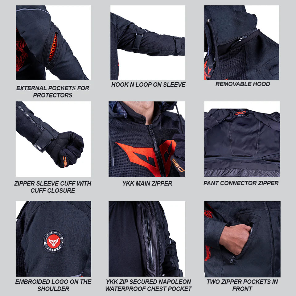 DSG YAKUZA RIDING JACKET - BLACK RED