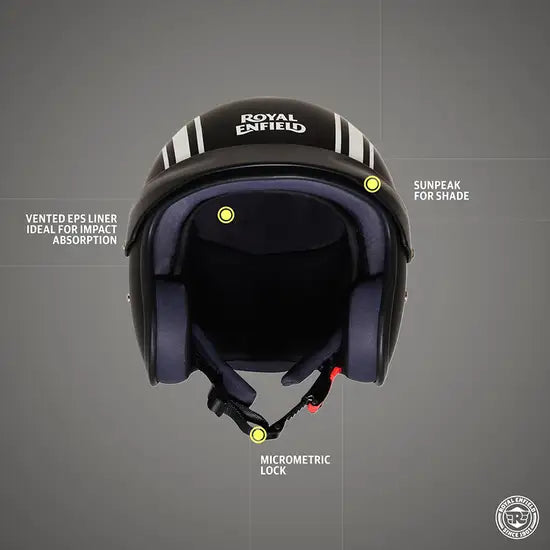ROYAL ENFIELD SUN PEAK OPEN FACE LIGHTWEIGHT HELMET - MATT BLACK