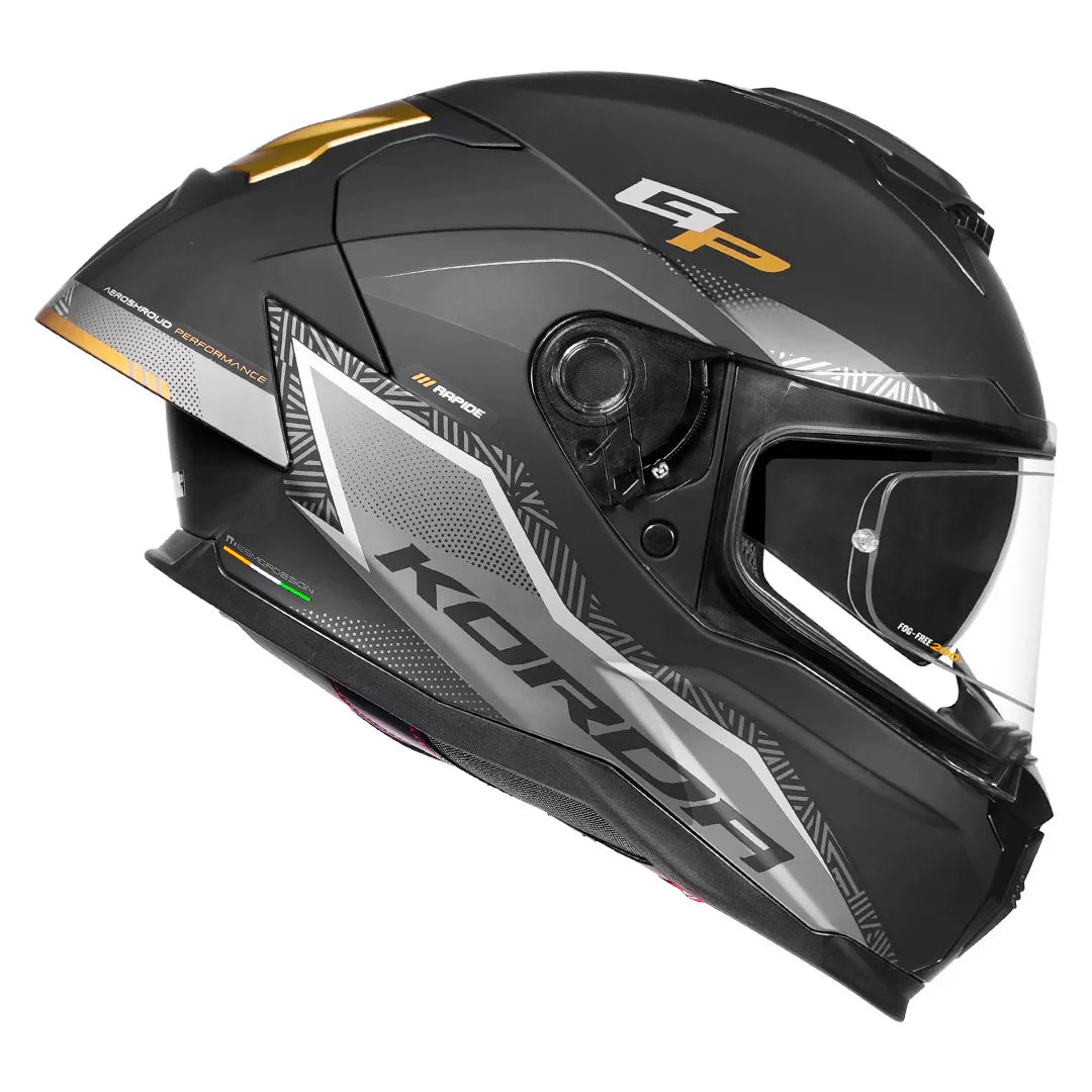 KORDA SONIC GP RAPIDE W/P HELMET - MATT BLACK GOLD
