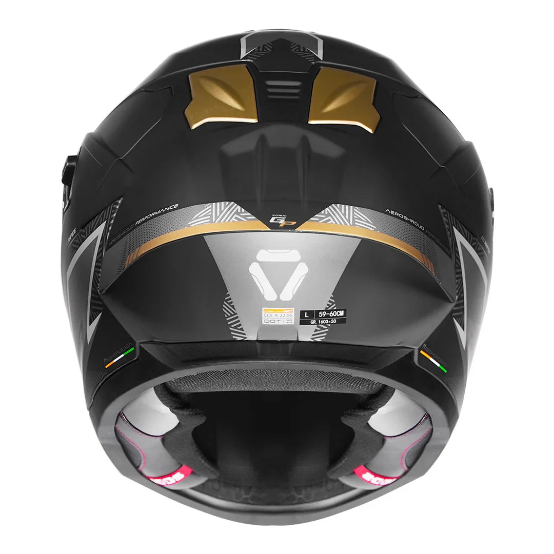 KORDA SONIC GP RAPIDE W/P HELMET - MATT BLACK GOLD