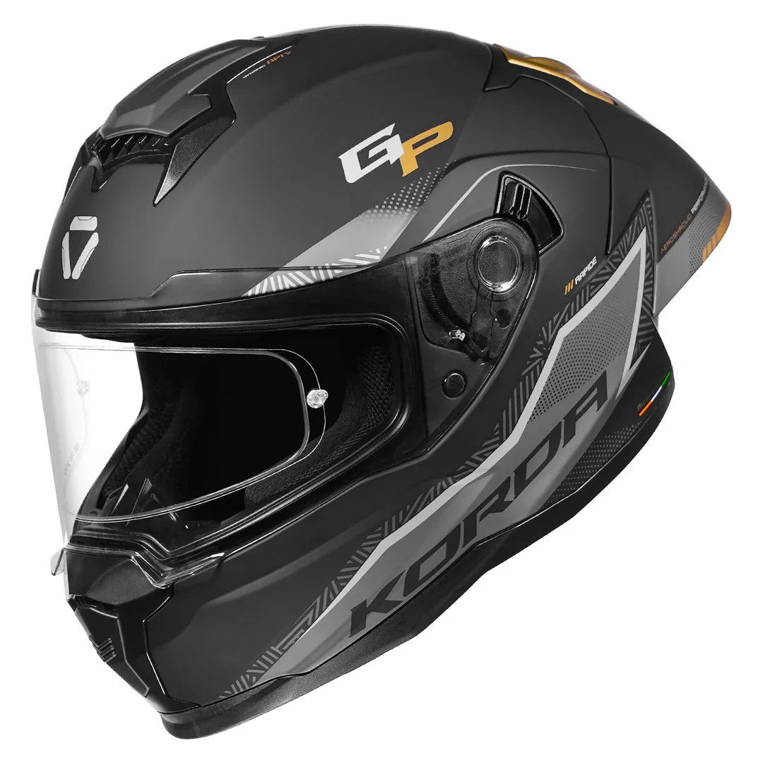 KORDA SONIC GP RAPIDE W/P HELMET - MATT BLACK GOLD