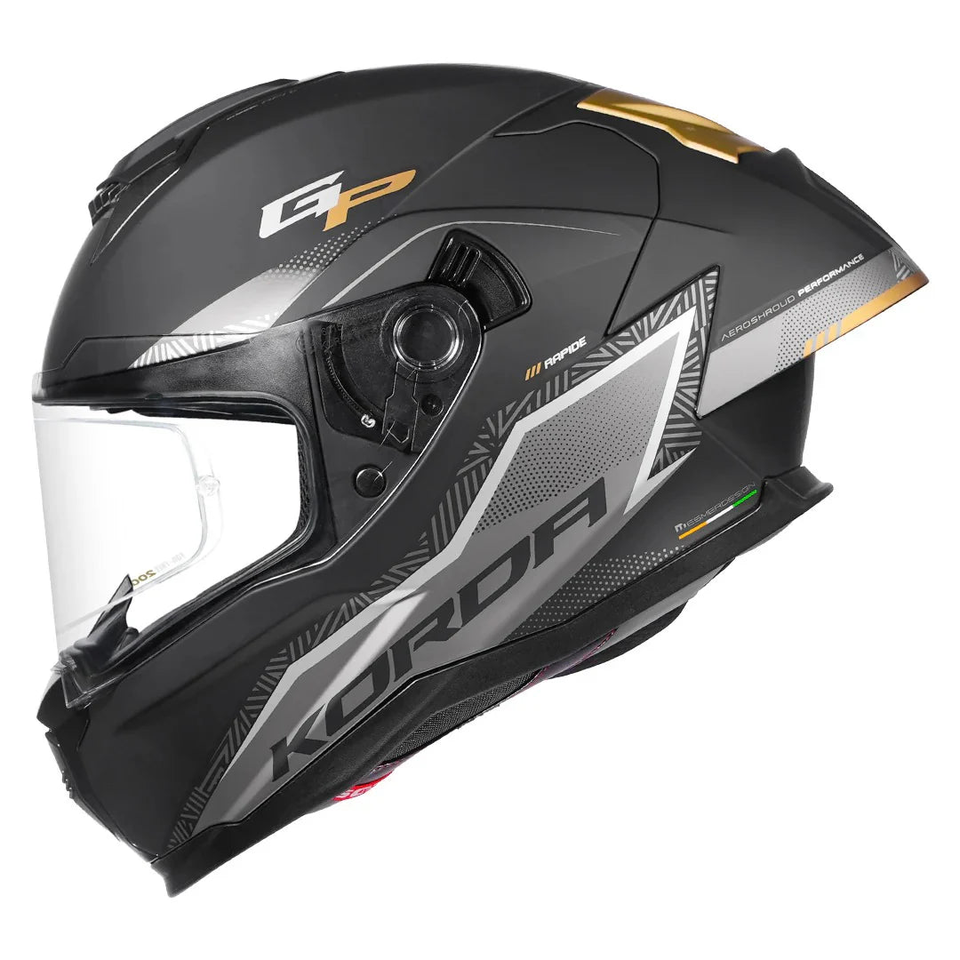 KORDA SONIC GP RAPIDE W/P HELMET - MATT BLACK GOLD