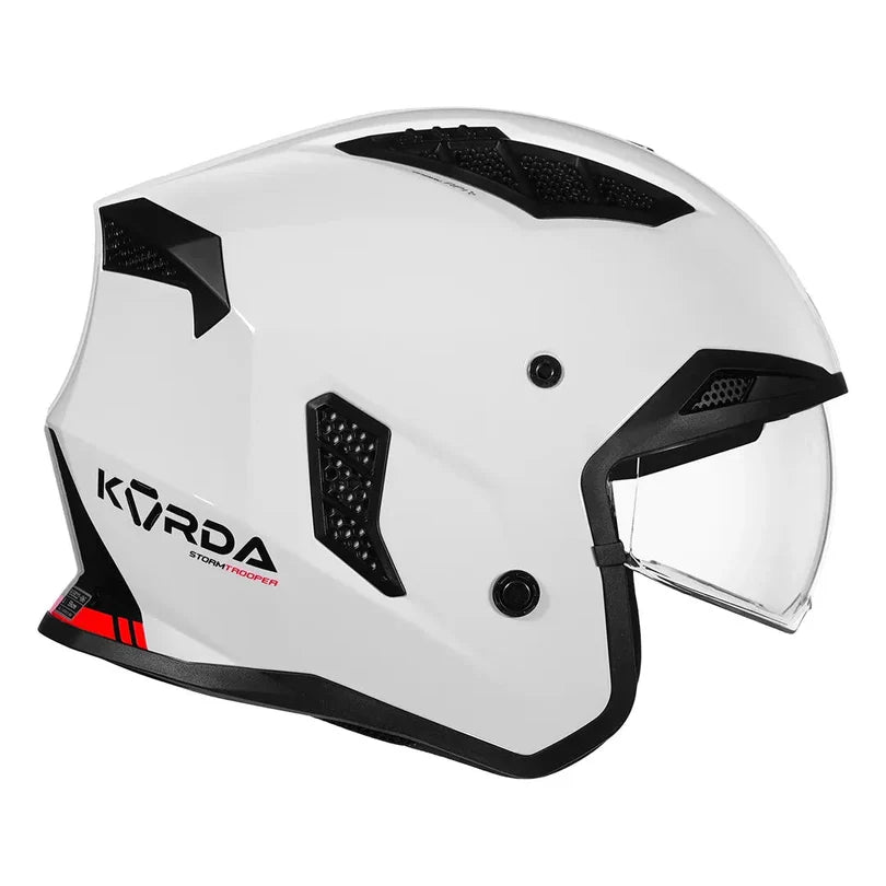 KORDA STROMTROOPER SOLID HELMET - GLOSS BLACK WHITE