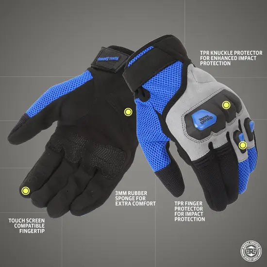ROYAL ENFIELD RAMBLER V3 GLOVES - BLUE