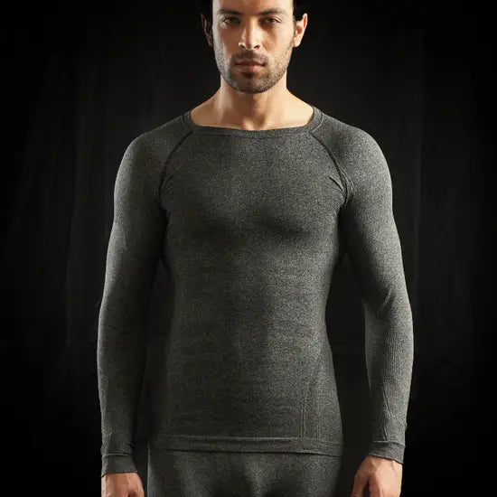ROYAL ENFIELD SEAMLESS TOP BASE LAYER - DARK GREY MELANGE