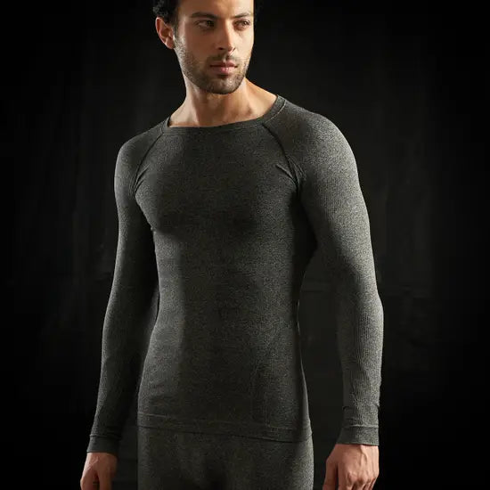 ROYAL ENFIELD SEAMLESS TOP BASE LAYER - DARK GREY MELANGE