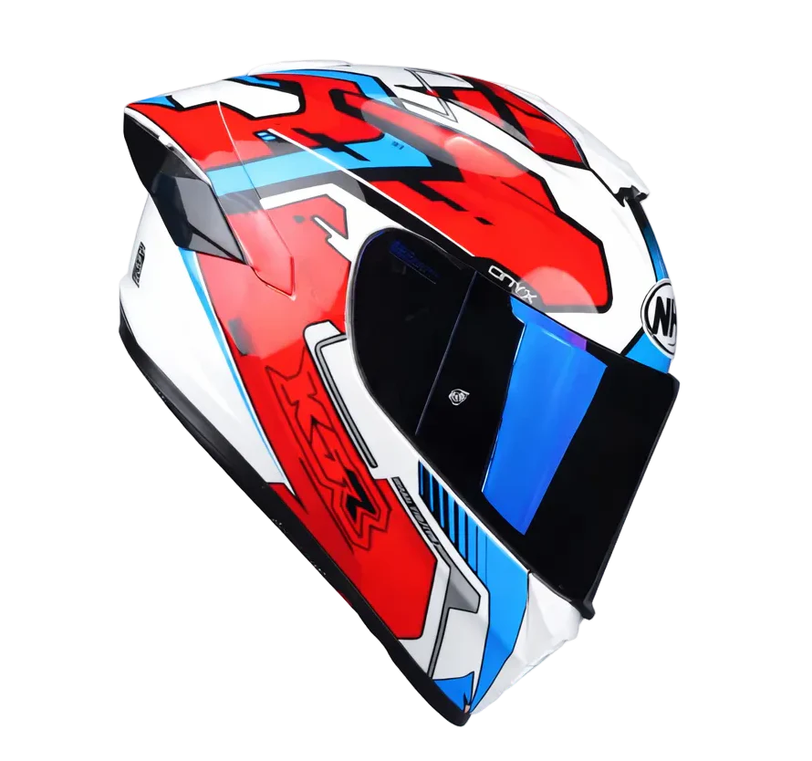 NHK K5R ONXY HELMET - WHITE RED & BLUE
