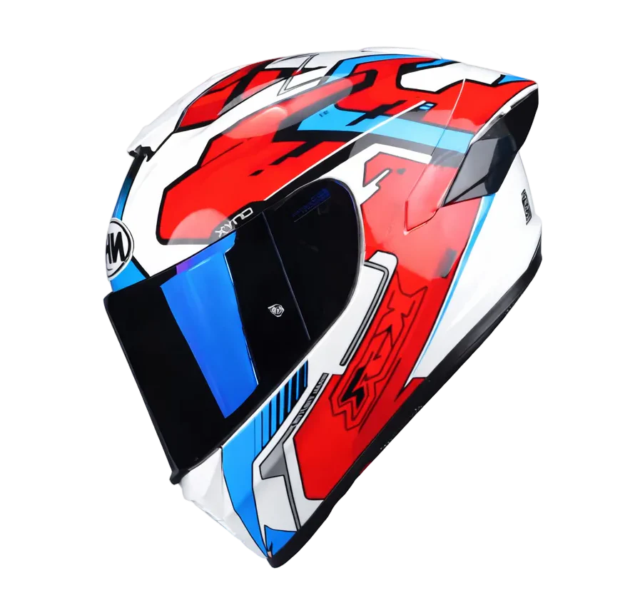 NHK K5R ONXY HELMET - WHITE RED & BLUE